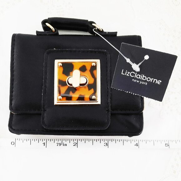 Liz Claiborne Change Purse Black Leopard Accents New With Tags - Picture 5 of 5